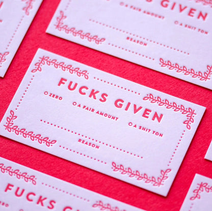 Fucks Given Cards M.C. Pressure